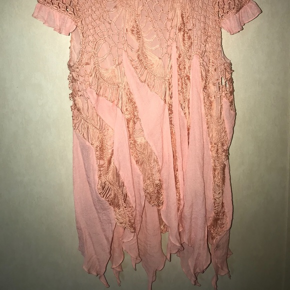 Pyramid Collection 1X Peach Cap Sleeve Blouse - Picture 4 of 4